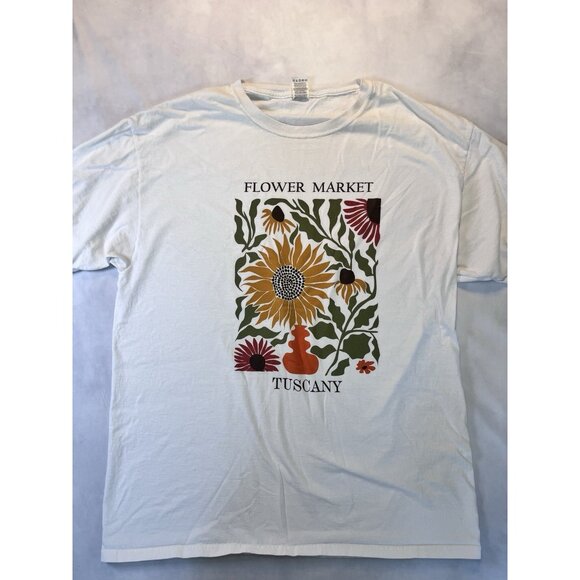 Flower market large fruit of the loom T-shirt white with flower logo - Picture 2 of 4